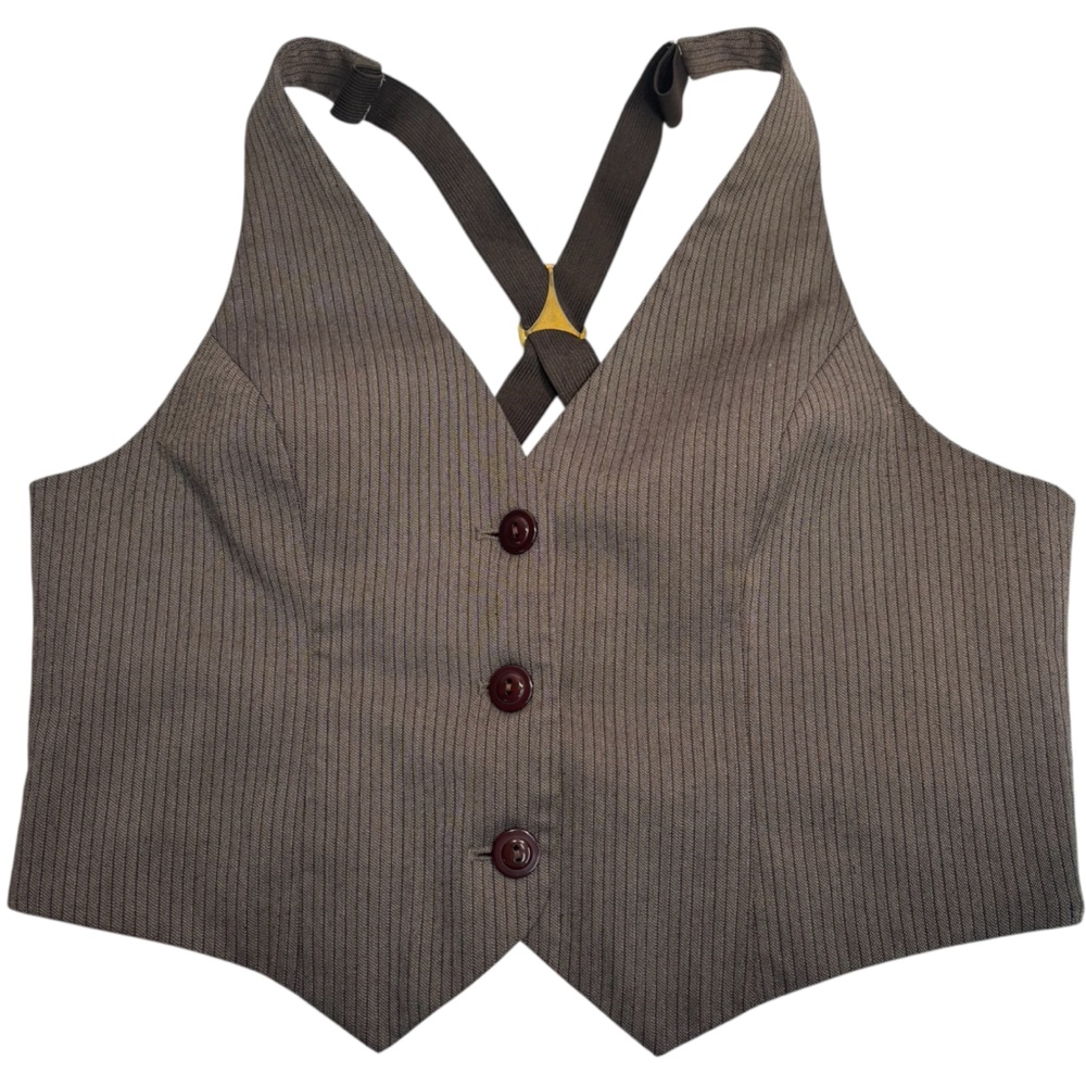 y2k pinstripe suspender style vest, AGB size 10